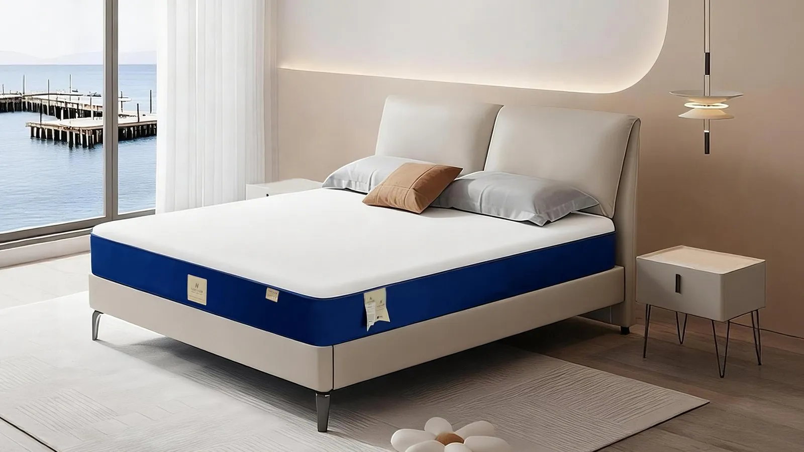 NORNA pocket spring mattress in a bright bedroom